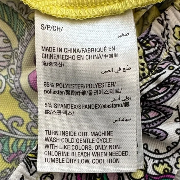 INC International ConcepWomen's Yellow Paisley Halter Tank Top Elastic Waistband - Picture 8 of 9